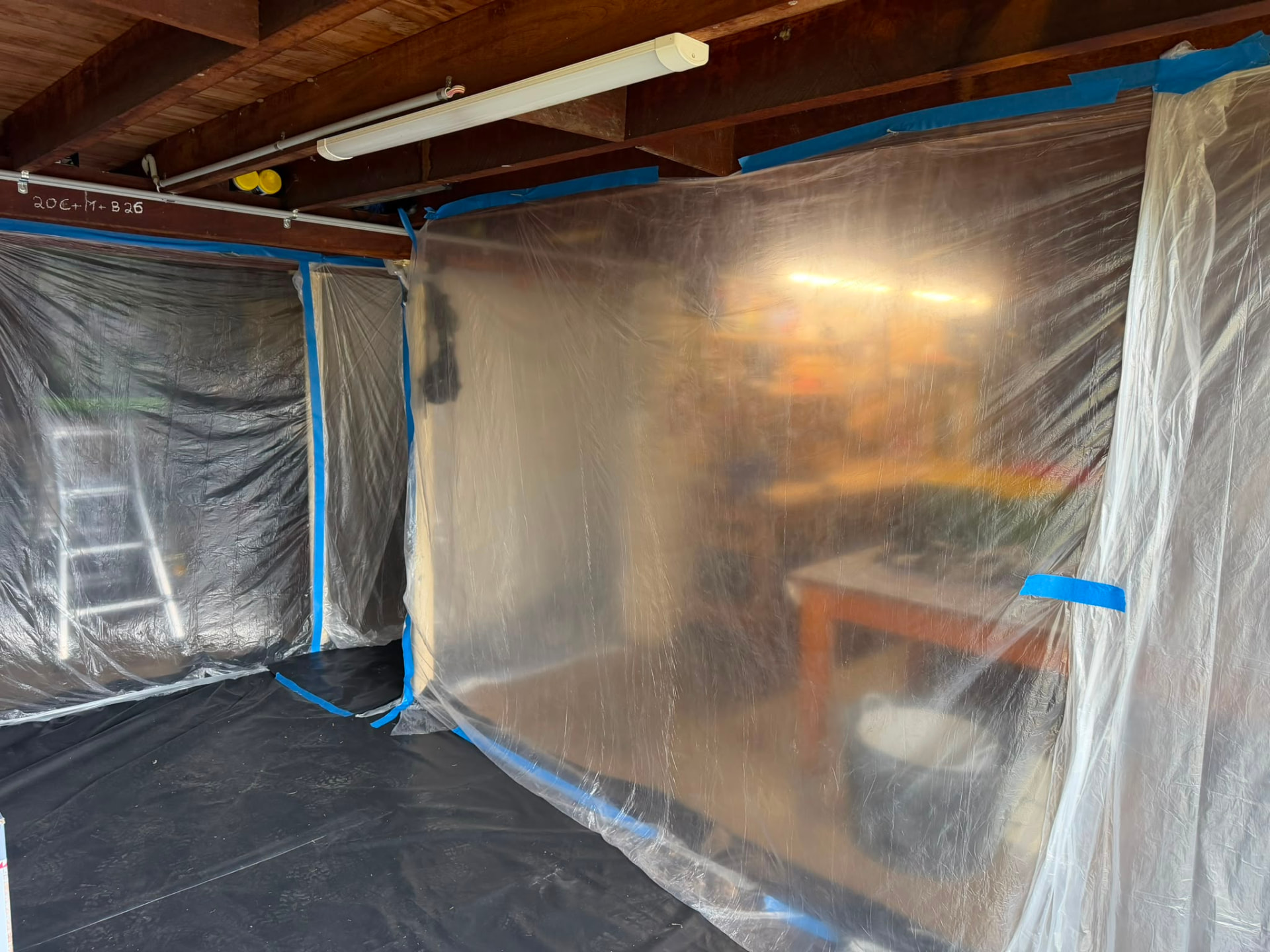 Licensed asbestos removal in Gympie, South East Queensland, with sealed containment sheeting